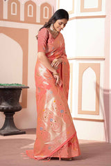 Multi-Color Woven Cotton Silk Saree