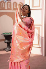 Pink Woven Cotton Silk Saree