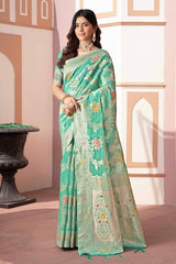 Green Woven Cotton Silk Saree