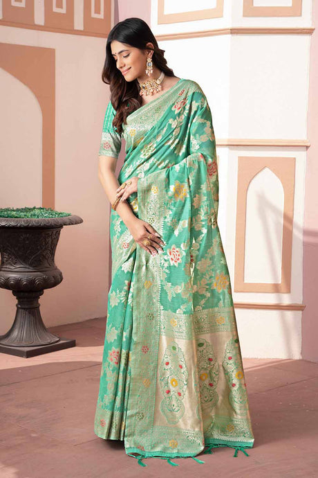 Green Woven Cotton Silk Saree