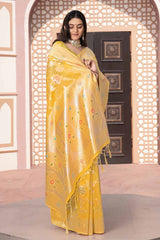 Yellow Woven Cotton Silk Saree