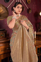 Grey Zari Organza Saree