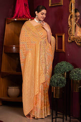 Orange Zari Organza Saree