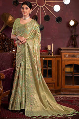 Green Zari Organza Saree