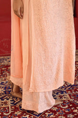 Riva Chikankari noodle strap long kurti in Peach