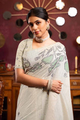 Green Woven Cotton Saree