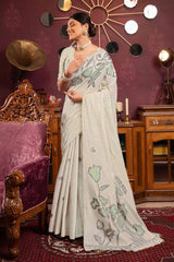 Green Woven Cotton Saree