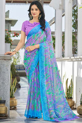 Richa Lavender Chiffon Printed Saree