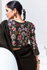 Black Silk Embroidered  Saree