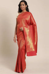 Red Kanjivaram Litchi Silk Woven Saree