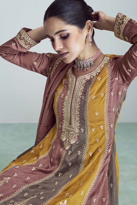 Multicolor Silk Embroidered Readymade Suits