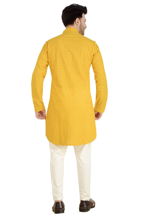 Mustard Cotton Kurta Pant