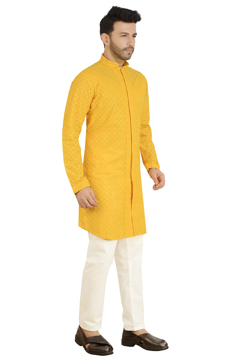 Mustard Cotton Kurta Pant