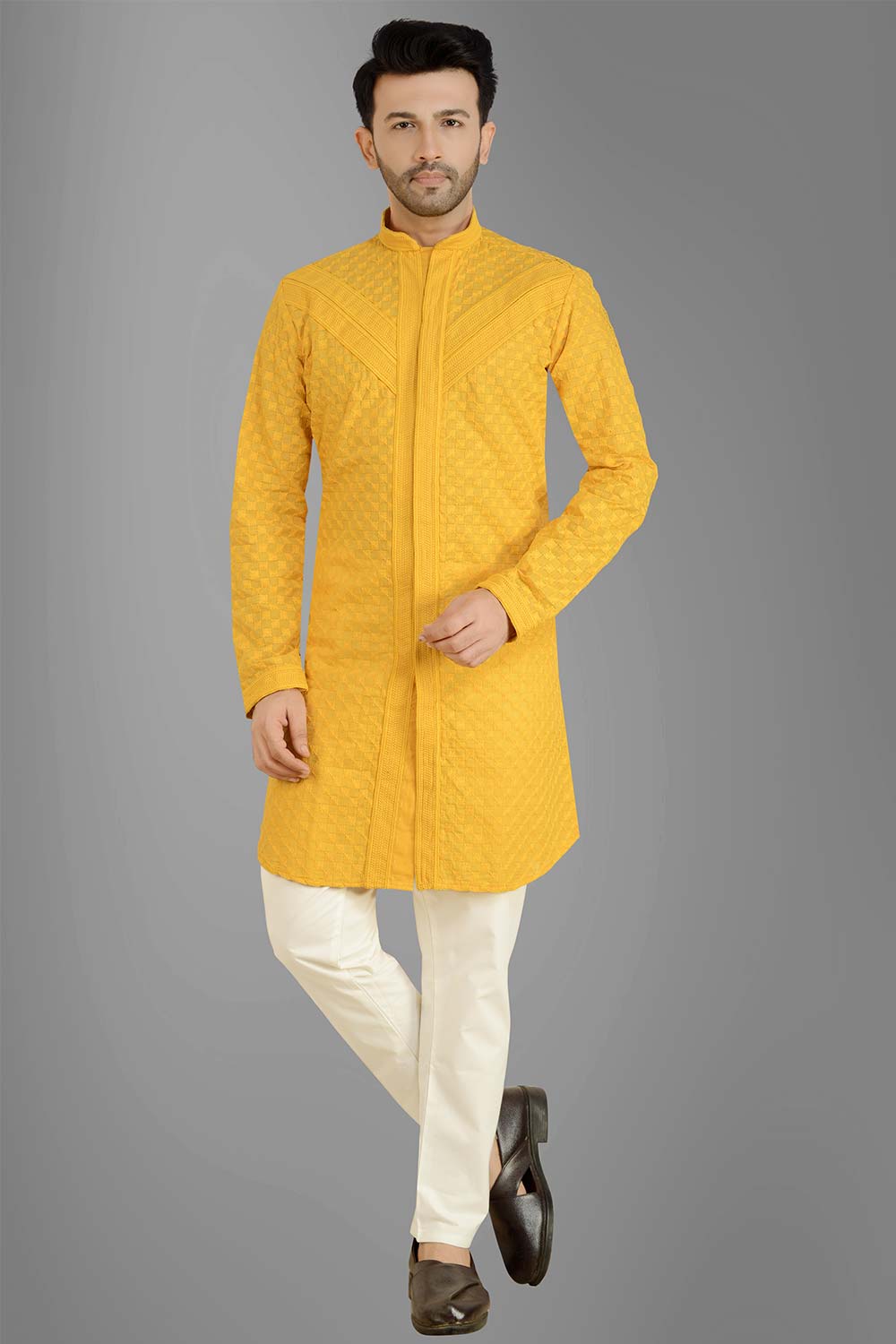 Mustard Cotton Kurta Pant