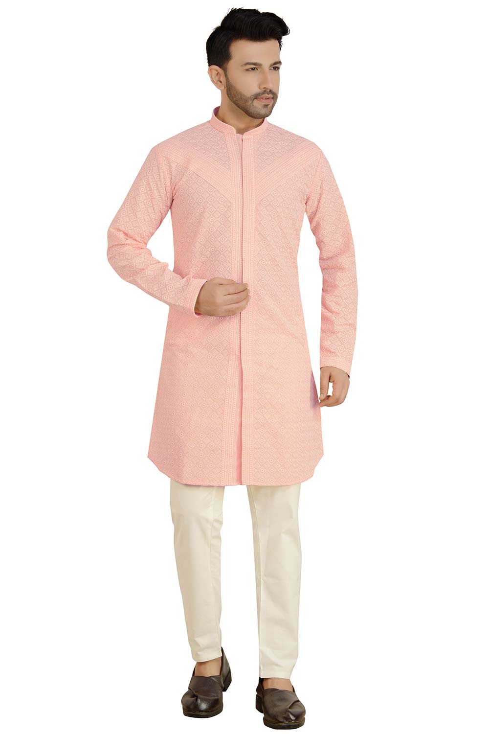 Peach Cotton Kurta Pant