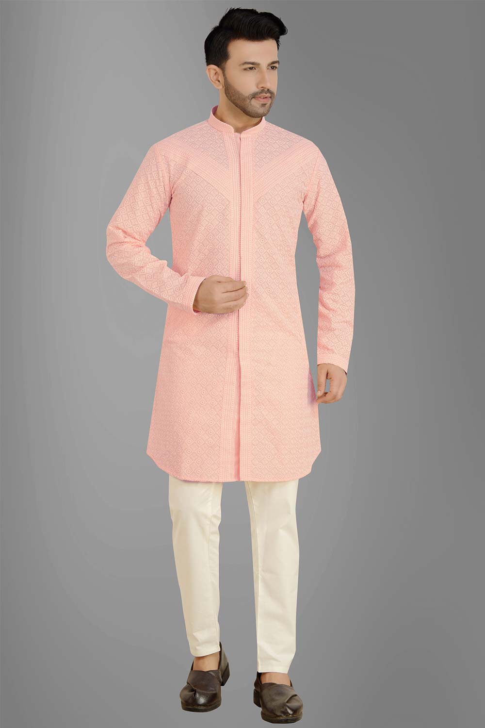 Peach Cotton Kurta Pant