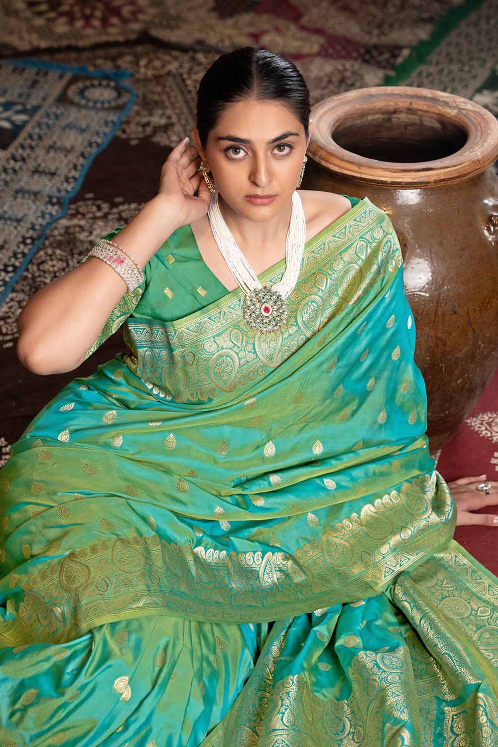 Green Zari Banarasi Saree