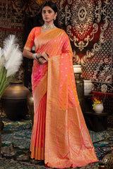 Orange Zari Banarasi Saree