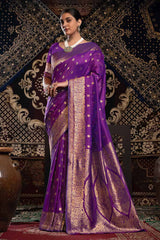 Violet Zari Banarasi Saree