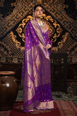 Violet Zari Banarasi Saree