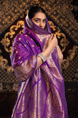 Violet Zari Banarasi Saree