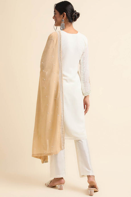 Off-white Faux Georgette Pakistani Suit