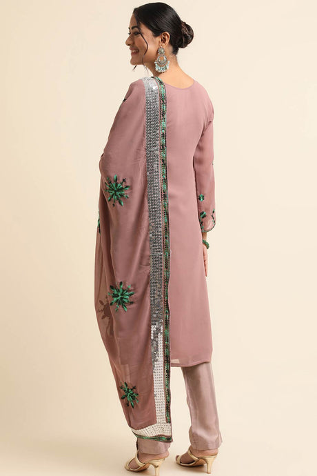 Brown Faux Georgette Pakistani Suit