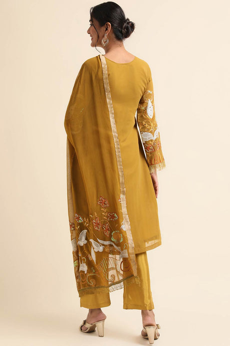 Mustard Faux Georgette Pakistani Suit