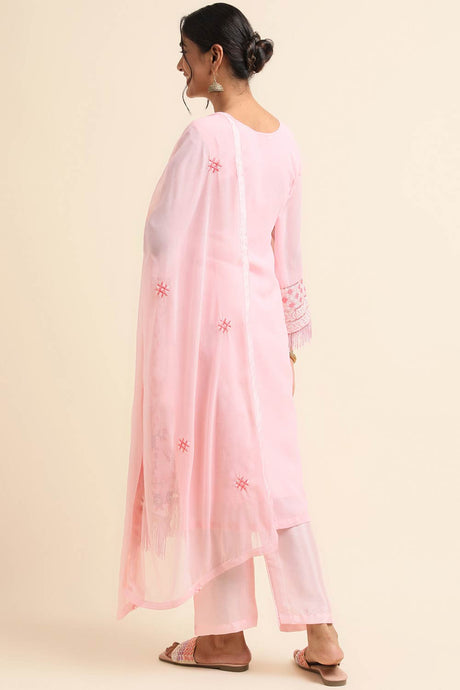 Baby Pink Faux Georgette Pakistani Suit