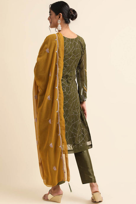 Green Faux Georgette Pakistani Suit