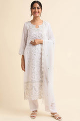 White Faux Georgette Pakistani Suit