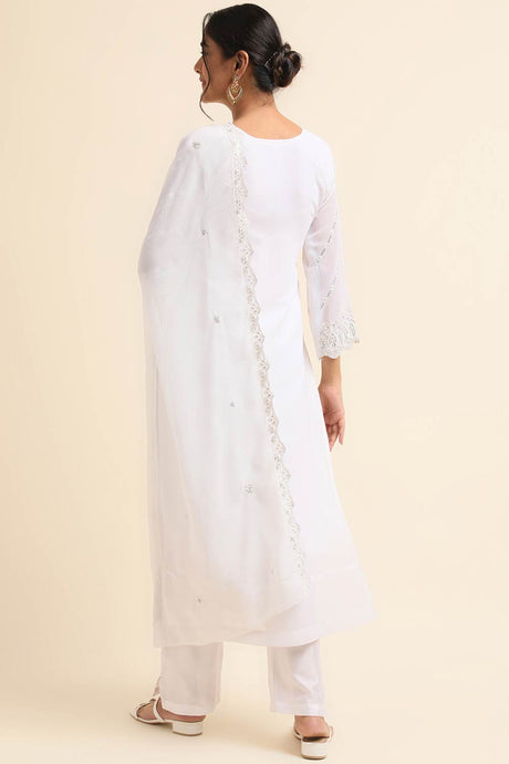 White Faux Georgette Pakistani Suit