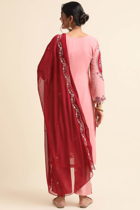 Pink Faux Georgette Pakistani Suit