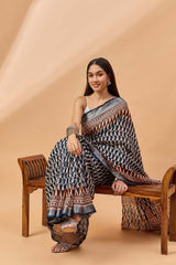 Blue Silk Blend Woven Saree