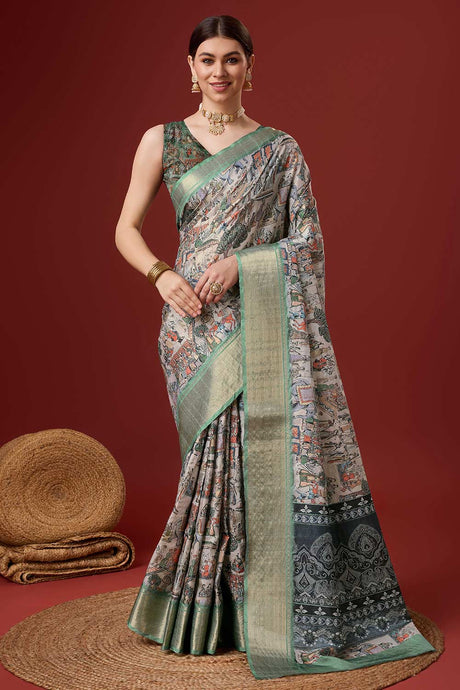 Green Cotton Woven Saree