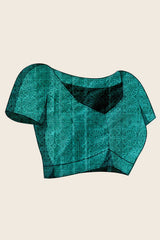 Teal Cotton Woven Saree