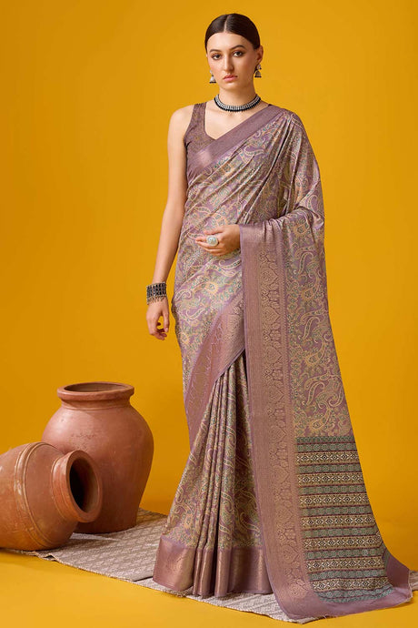 Purple Cotton Woven Saree