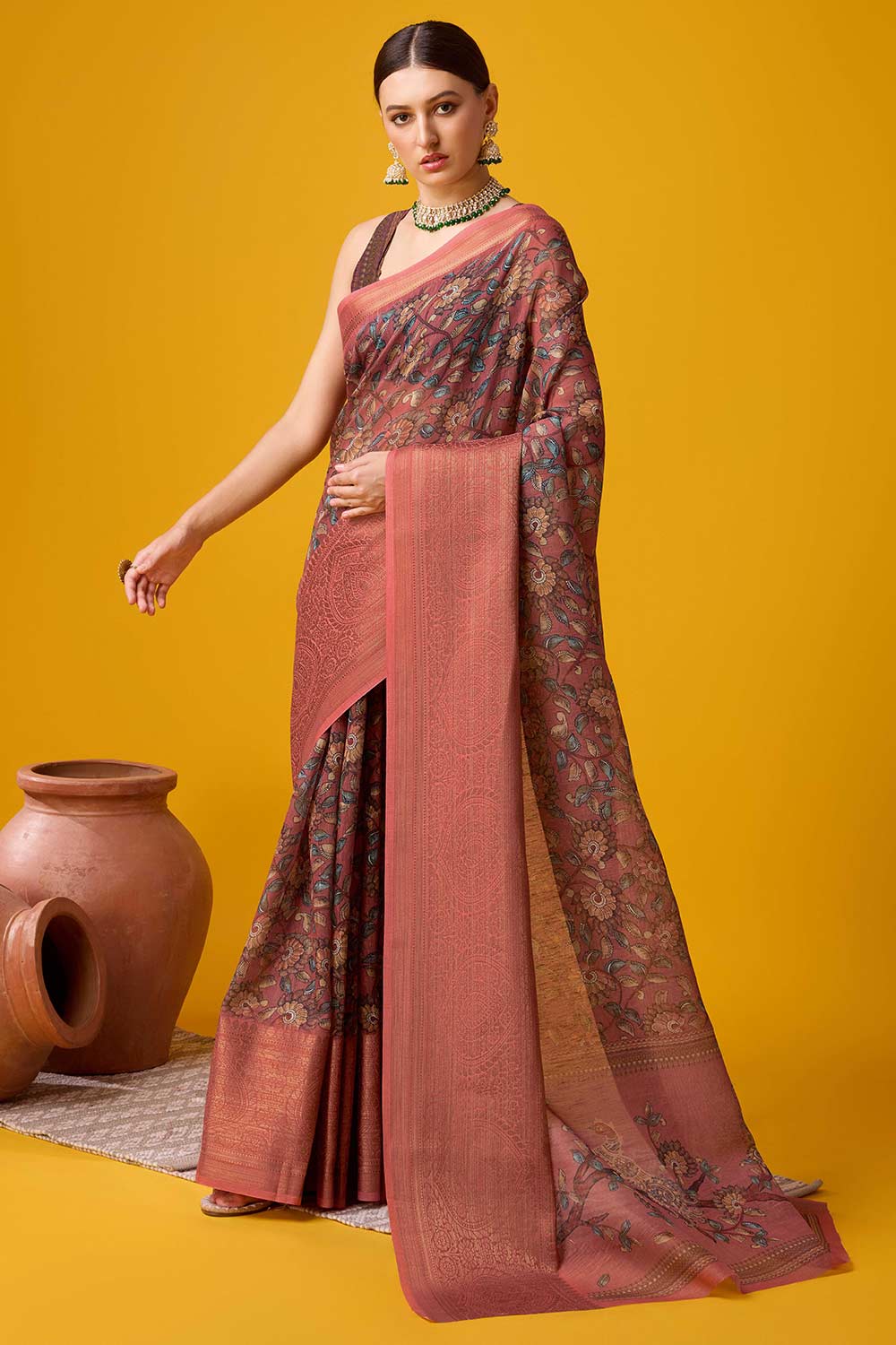 Red Cotton Woven Saree