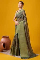 Green Cotton Woven Saree