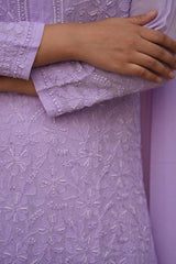 Sia chikankari and pearl work kurti in Lavender