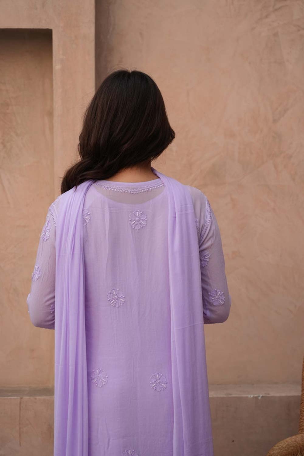 Sia chikankari and pearl set in Lavender