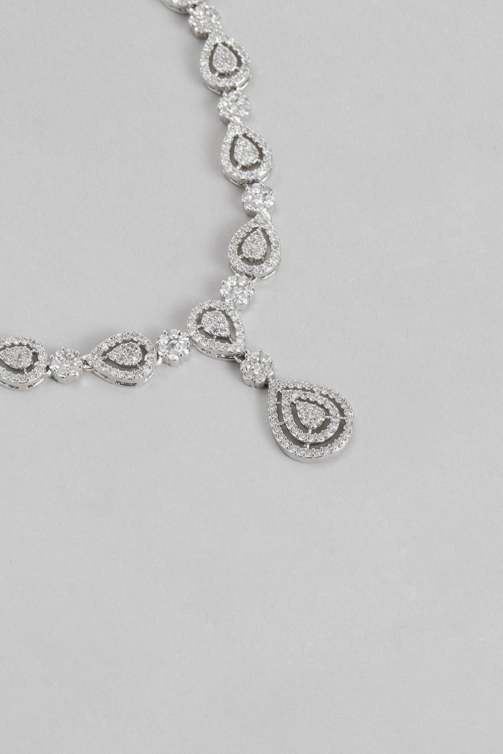 Stunnig Silver Plated American Diamond Necklace