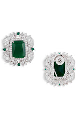 Silver Plated Emerald American Diamond Stud