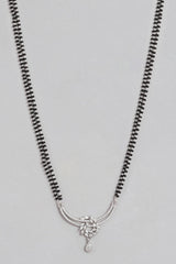 Silver Plated American Diamond And Black Beaded Mangalsutra