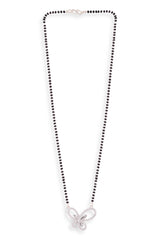 Silver Plated Black Beaded American Diamond Mangalsutra