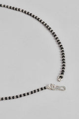 Silver Plated American Diamond And Black Beaded Mangalsutra