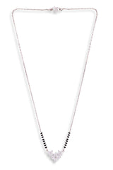 Silver Plated Black Beaded American Diamond Mangalsutra