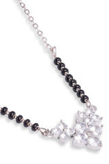 Silver Plated Black Beaded American Diamond Mangalsutra