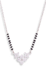 Silver Plated Black Beaded American Diamond Mangalsutra