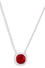 Ruby Silver American Diamond Chain With Pair Of Earrings